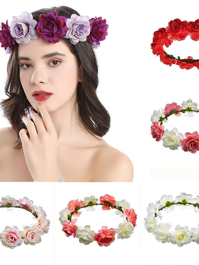 1PC Flower Headbands Hair Ring For Outdoor Holiday Beach Fabric for Women