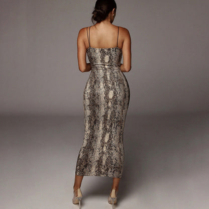 Leopard&Snake Print Strappy Bodycon Dress BLG1221