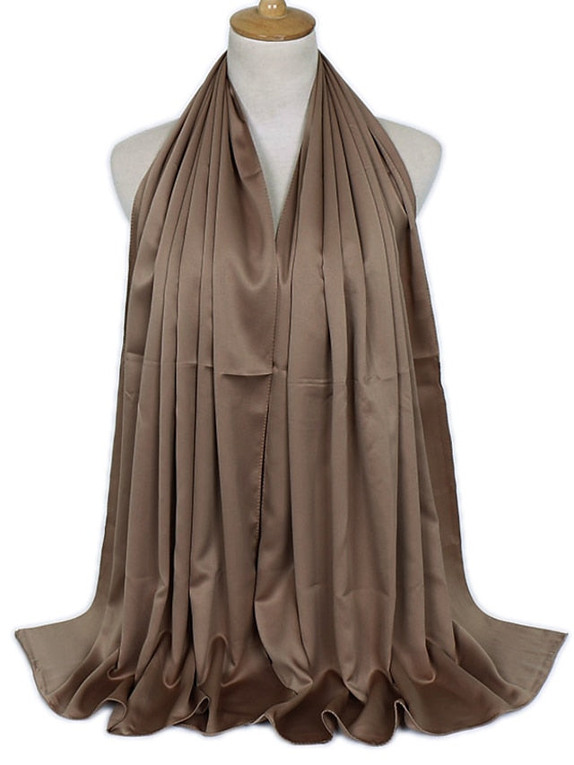 1pcs Women Silk Headscarf Hijab Scarf Long Muslim Shawl Turban Bandana Satin Scarves Head Wraps for Women
