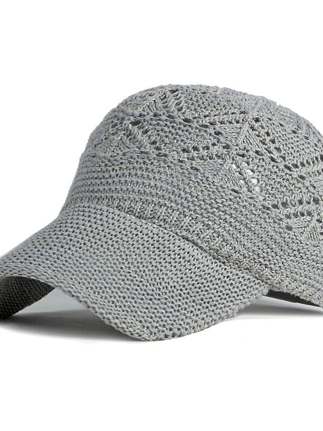 Glossy Ladies Knitting Sun Hat Summer Outdoor Hollow Mesh Breathable Sunshade Hats New Fashion All-Match Lady Baseball Hat for Women
