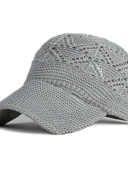 Glossy Ladies Knitting Sun Hat Summer Outdoor Hollow Mesh Breathable Sunshade Hats New Fashion All-Match Lady Baseball Hat for Women