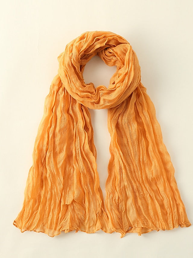 1pcs New Thin Pleated Women Scarf Hijabs Plain Color Girls Scarfs Ladies Shawl Wrap Headband Soft Warm Scarves for Women
