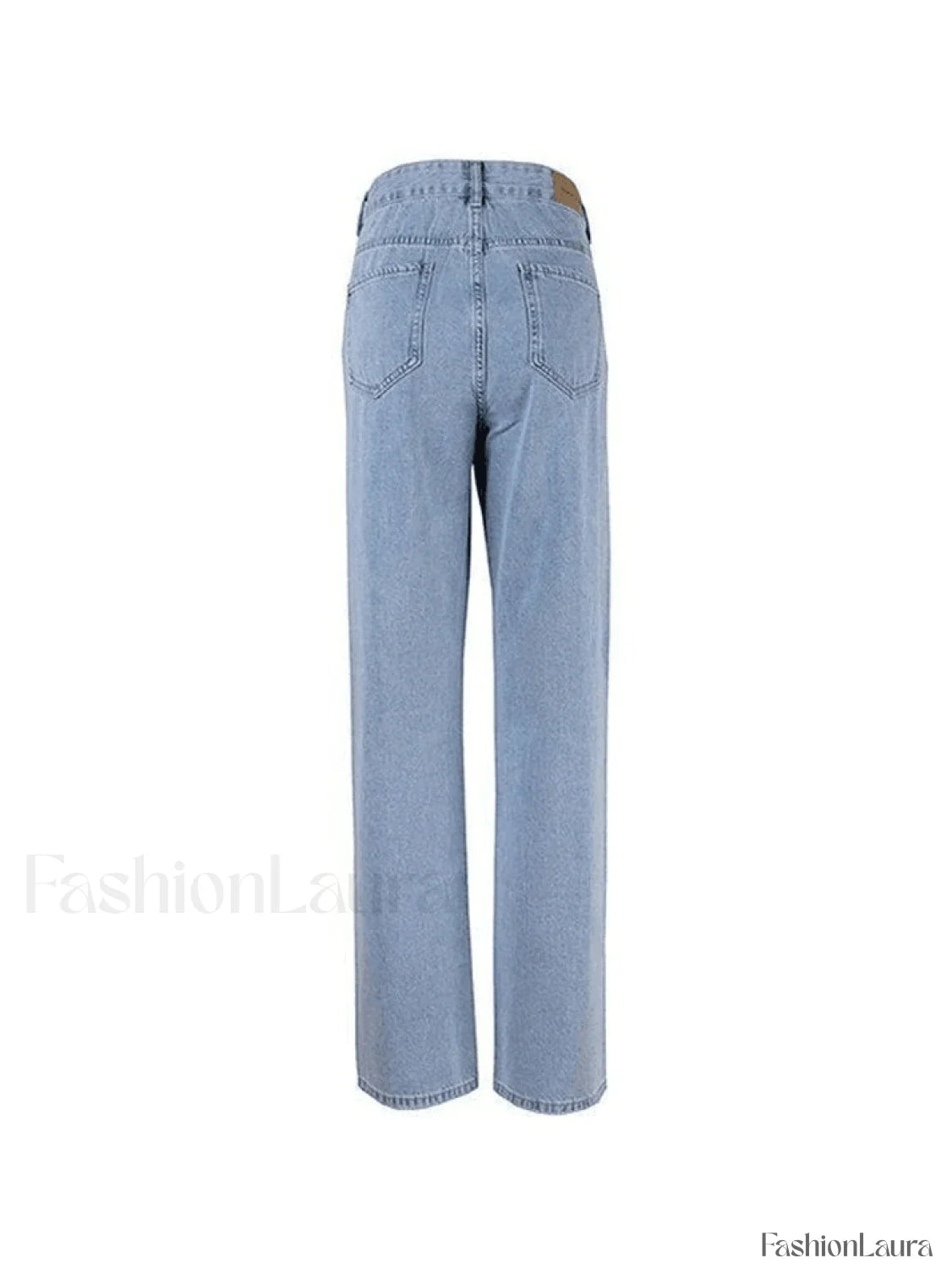 Blue Wash Straight Leg Knee Ripped Jeans