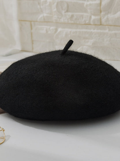 Hat Beret Hat Black Pink Wine Outdoor Street Dailywear Fleece Pure Color Warm Breathable for Women