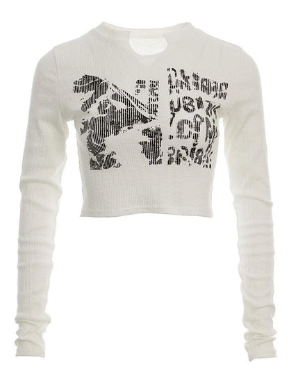 Blurry Long Sleeve Crop Top