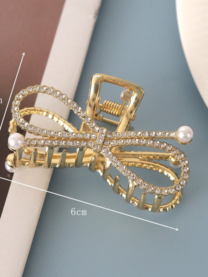 AOPRIE Pearl Metal Hair Clips for Women 2.5 In Small Size Claw Clip for Girls Hair Clips Claw Hair Accessories for Women Gold for Women