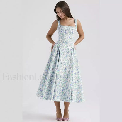 Bohemian Fragmented Flower Midi Dress