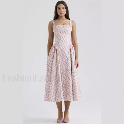 Bohemian Fragmented Flower Midi Dress
