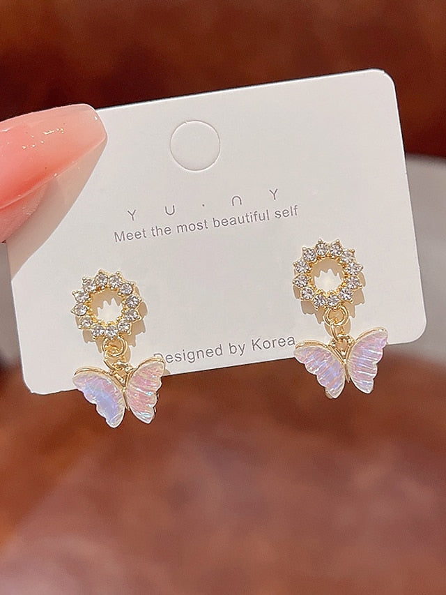1 Pair Alloy Leaf/Butterfly with Rhinestone Drop Earrings For Birthday Date Festival for Women