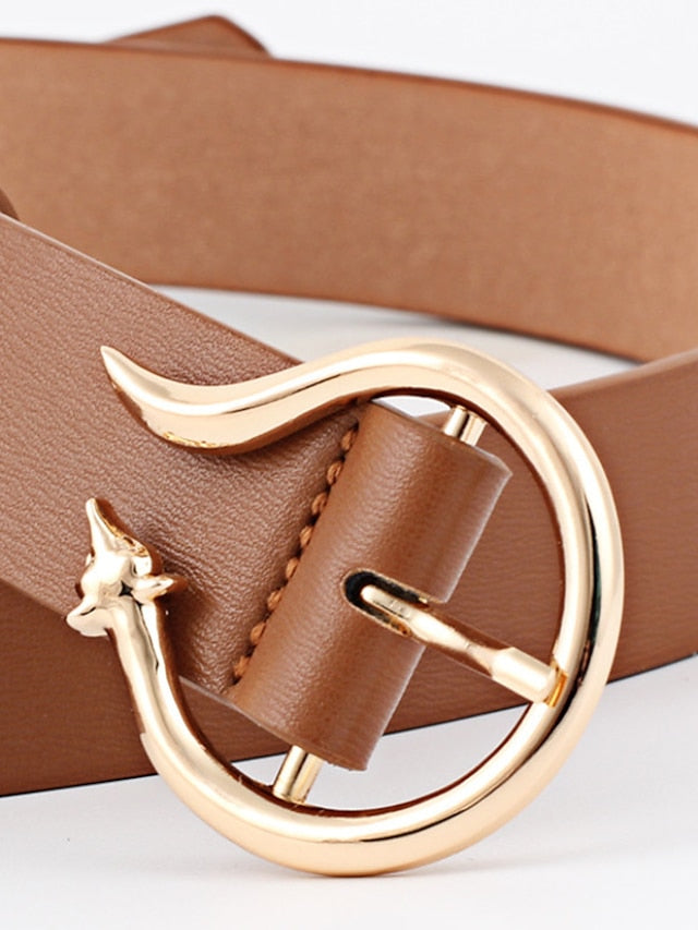 Unisex PU Buckle Belt PU Leather Prong Buckle Plain Casual Classic Party Daily Black Pink Red Brown for Women