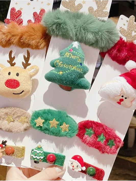 1PC Girls' Hair Accessory Set For Christmas Fabric Christmas elk set of four santa claus set of four Four-piece Christmas elk pop ring for Women