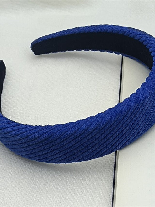 Retro Twill Sponge Blue Color Headband Solid Women Hair Hoop Bezel Girl Vintage Hair Bands New Soft Headdress for Women