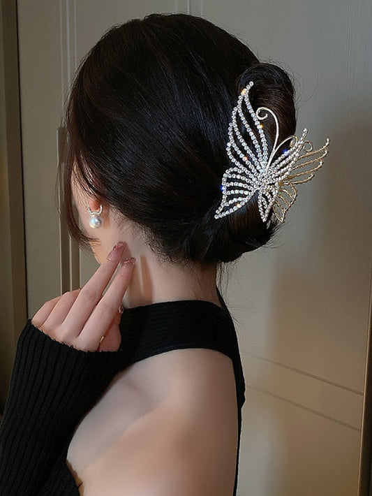 1pc Girls' Hair Claws Butterfly Hair Claw Clip for Girls Extra Large Metal Claw Clips for Thick Hair Pretty Hair Clips 4.5 Inch Big Flower Tassel Claw Clip for Women