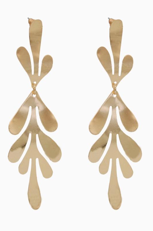 Pendientes colgantes de hoja de latón