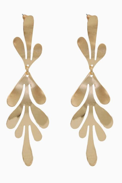 Pendientes colgantes de hoja de latón