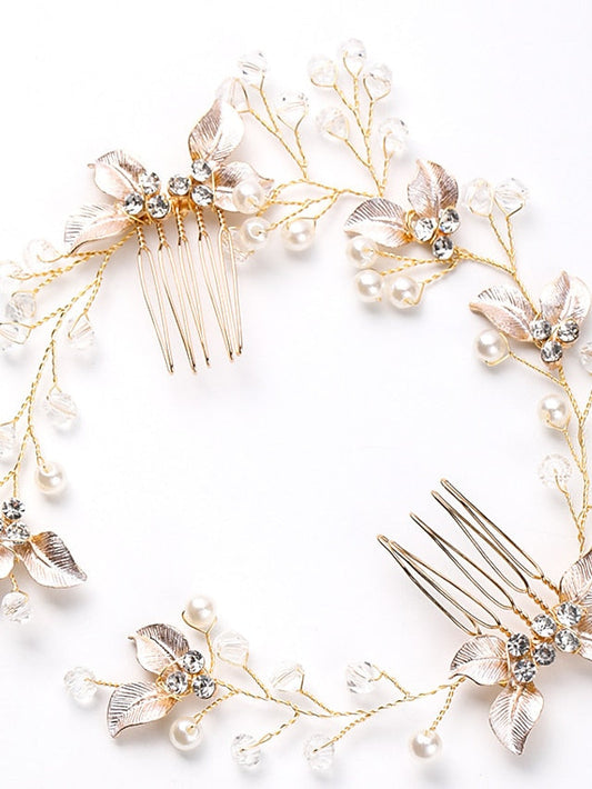 1pc Girls' Headbands Flower Leaf Bride Wedding Hair Vine Silver Rhinestone Bridal Hairpieces Crystal Headpiece Hair Accessories for Women and Girls for Women