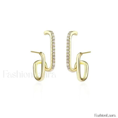 Bright Crystal Luxury Korean Unusual Claw Stud Irregular Pearl Earring