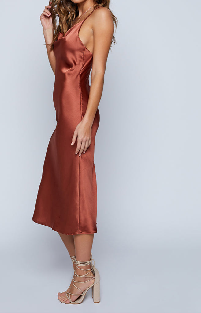 Vicenza Slip Midi Dress Rust