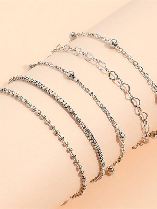 5pcs Chain Bracelet Vintage Bracelet Thick Chain Fashion Punk Fashion Statement Simple Elegant Alloy Bracelet Jewelry Silver For Office Sport Gift Daily Date for Women