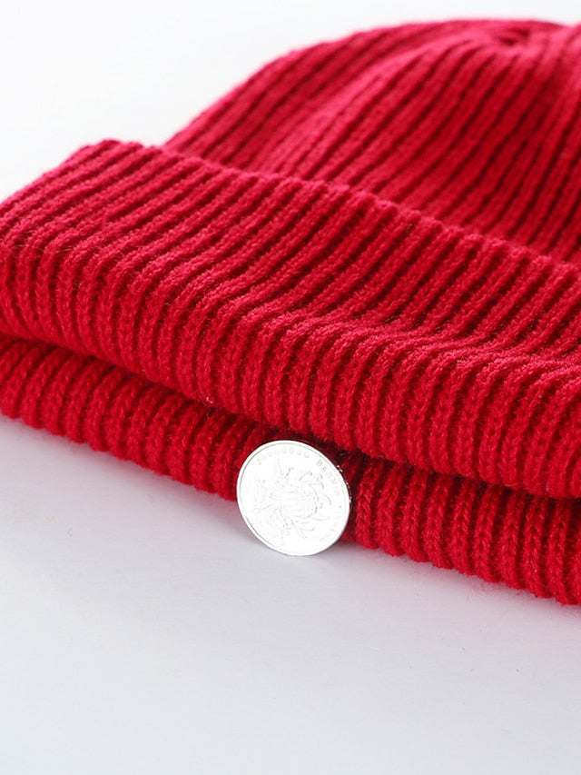 Hat Beanie / Slouchy Light Pink Black Wine Outdoor Street Dailywear Knit Pure Color Comfort Warm Breathable for Women