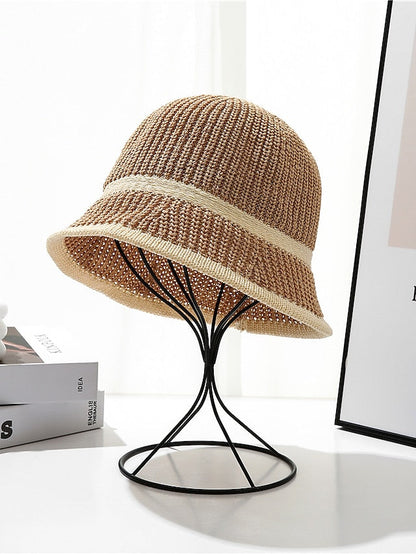 Slouchy Beanie Hat Home Daily Stripes and Plaid Knit Casual Sweet Breathability Comfortable Elastic 1 pcs for Women