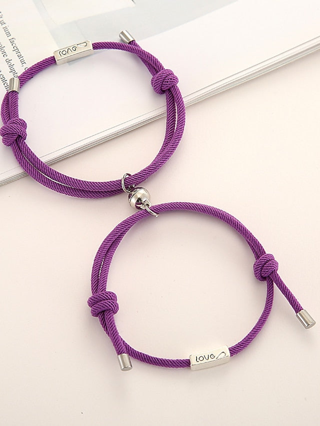 1 Pair Couple's Bracelet Magnetic Adjustable Romantic Series Love Simple Rope Bracelet Jewelry Milan For Gift for Women