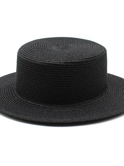 Sun Hats Women Caps Flat Top Wide Brim Straw Hat Summer Beach Casual White Black Hats for Women