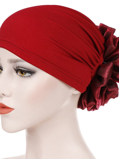 1pcs Women Floral Solid Hat Flower Stretchy Turban Bonnet Ladies Bandanas African Head Wrap for Women