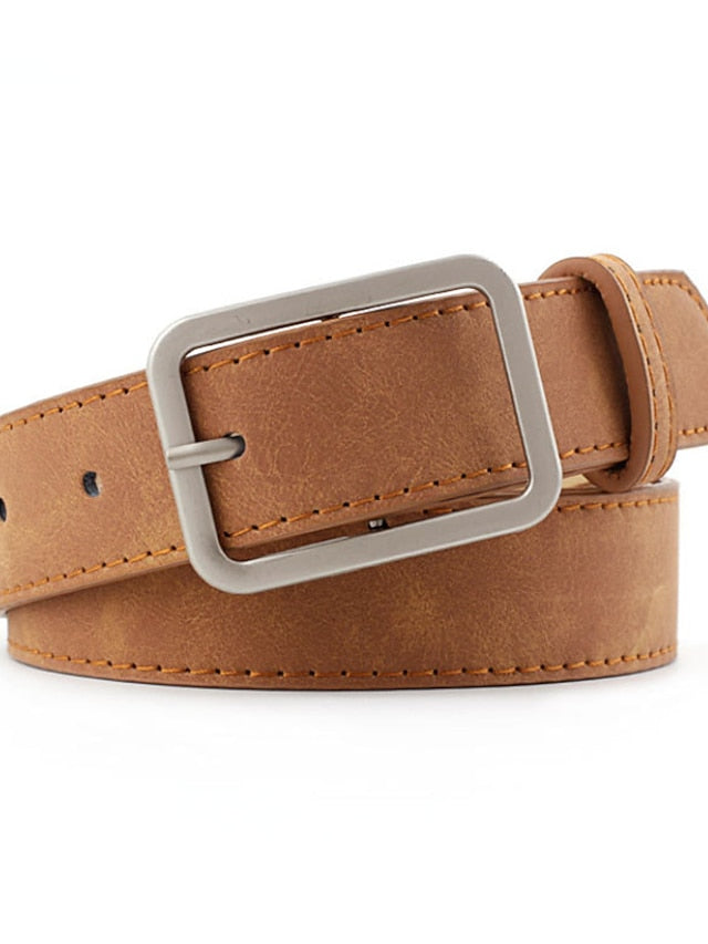 Unisex PU Buckle Belt PU Leather Prong Buckle Plain Casual Classic Party Daily Black Brown Navy Blue Beige for Women