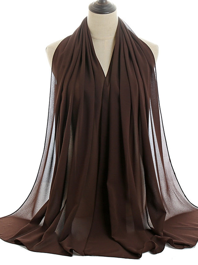 180*75cm Muslim Fashion Chiffon Hijab Scarf Women Scarves Long Shawl Islamic Hijabs Simple Head Scarf Solid Wrap Turban for Women