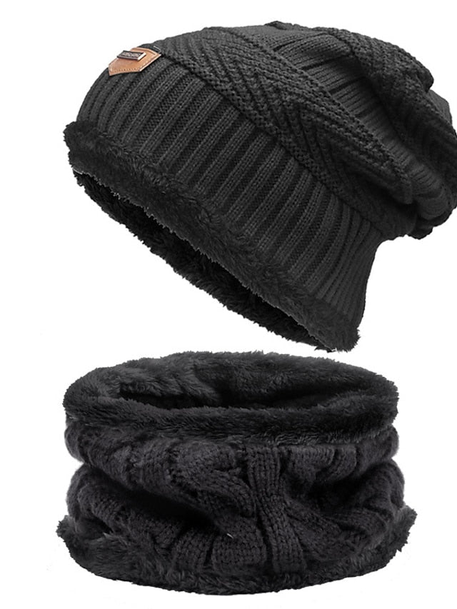 Men's Slouchy Beanie Hat Winter Warm Set Outdoor Home Daily Solid / Plain Color Knitting Casual Casual / Daily 1 Pack for Women
