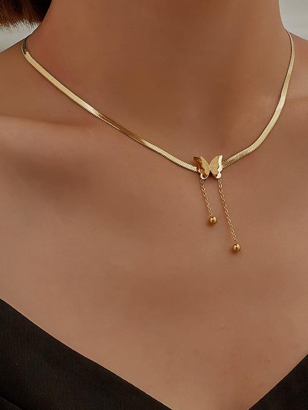 Butterfly Decor Necklace-Gold for Women