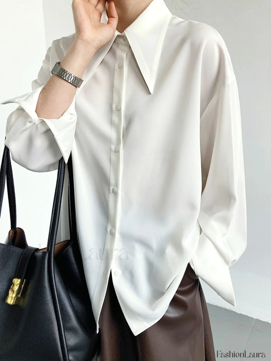Button Down Long Trendy Sleeve Collar Shirt