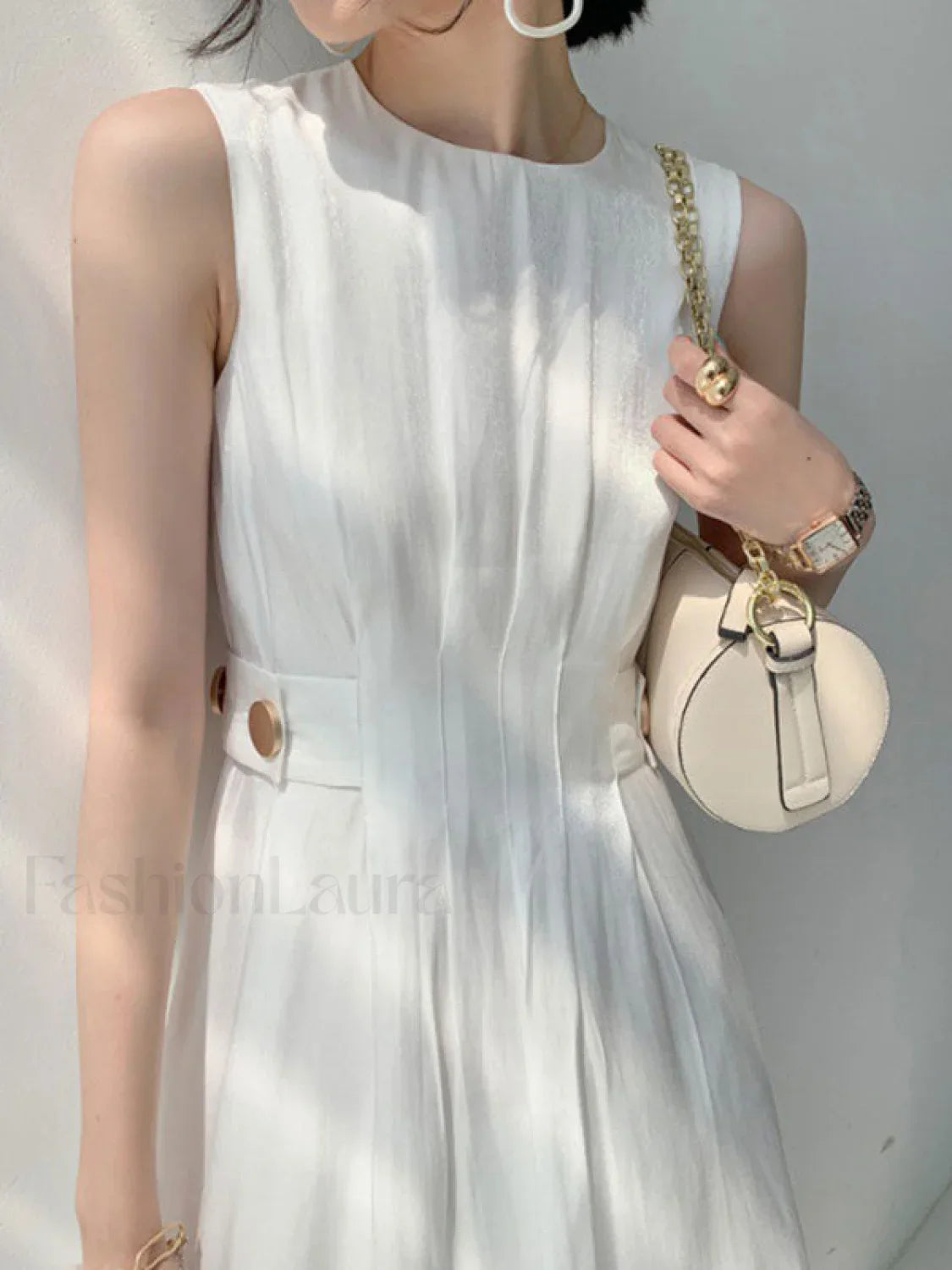 Button Embellished Satin Midi Dress