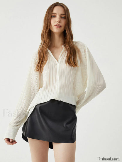 Button Up Graceful V-neck Shirt