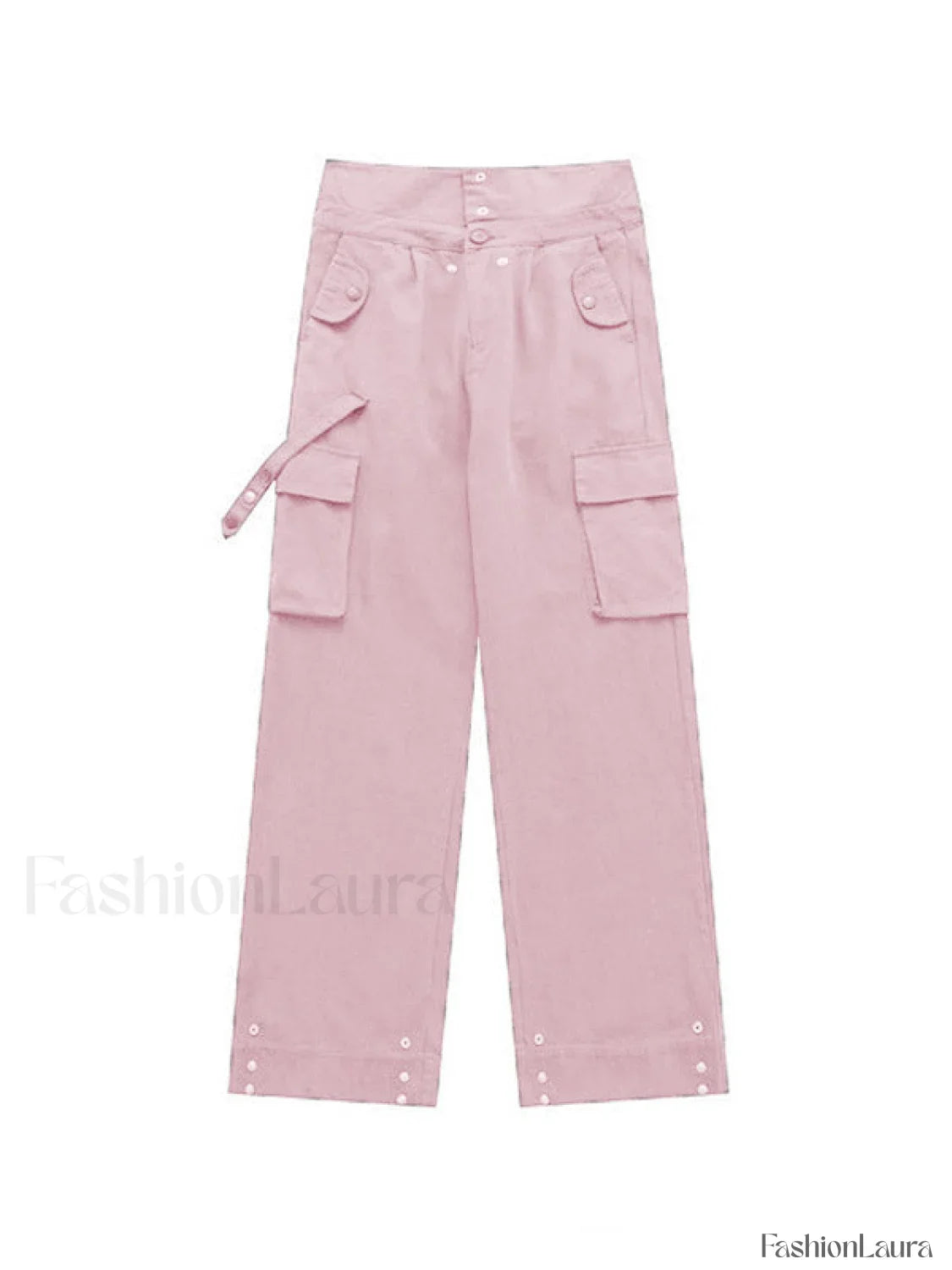 Buttoned High Waisted Cargo Pants
