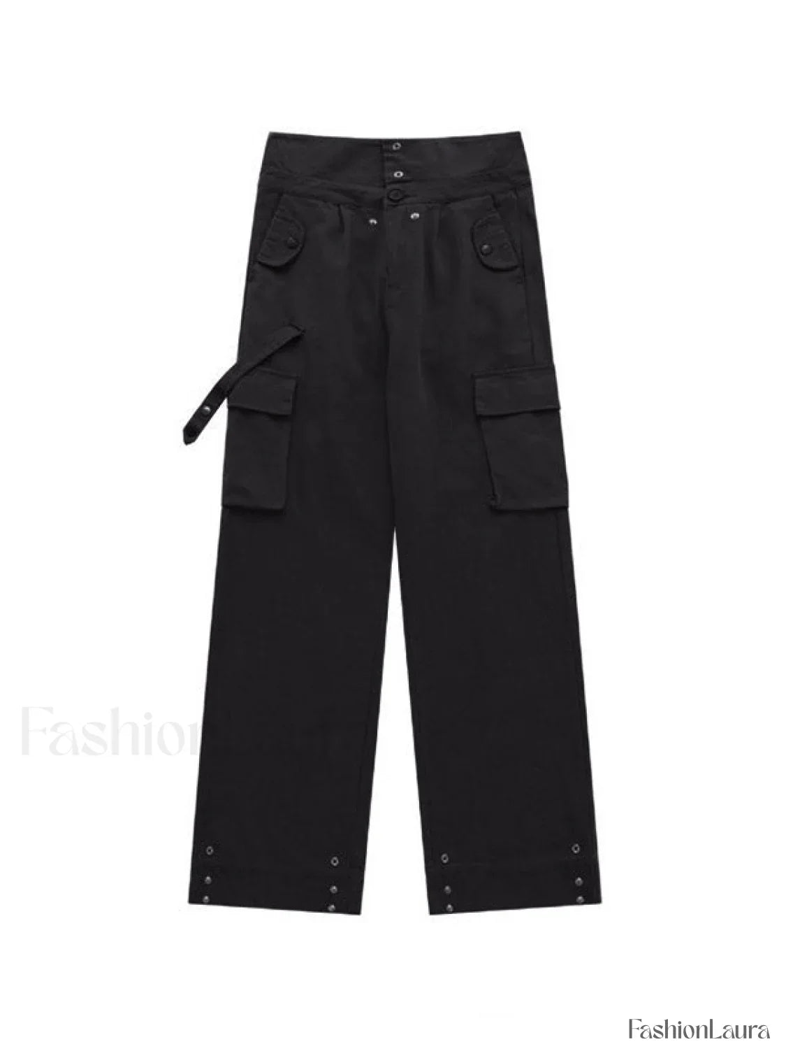 Buttoned High Waisted Cargo Pants