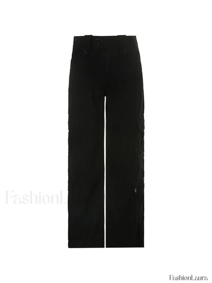 Buttoned Straight Leg Cargo Jeans