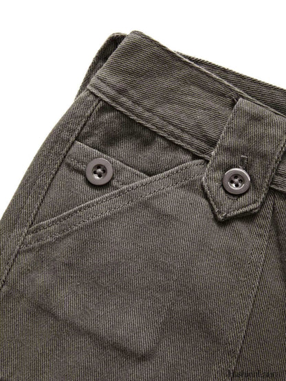 Buttoned Straight Leg Cargo Jeans