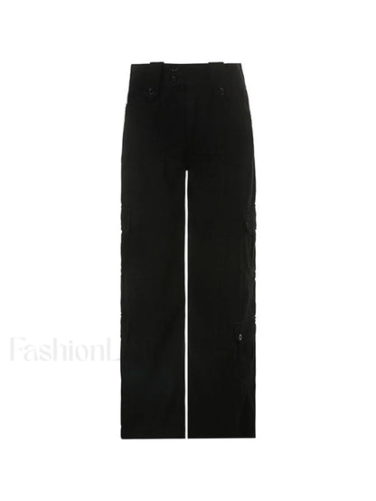 Buttoned Straight Leg Cargo Jeans