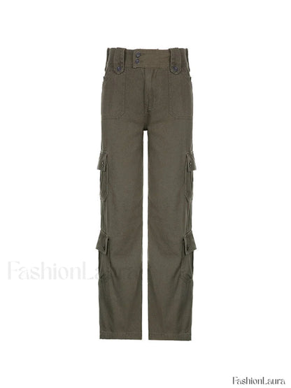 Buttoned Straight Leg Cargo Jeans