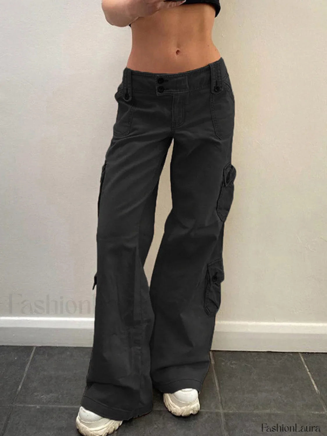 Buttoned Straight Leg Cargo Jeans