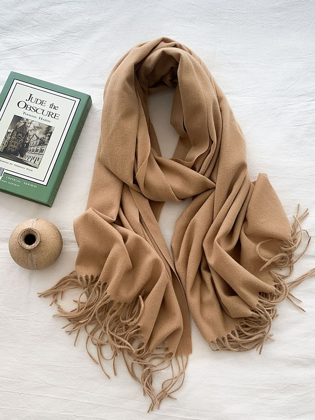 Shawls & Wraps Party Black Scarf Pure Color / Basic / Green / Khaki / Fall / Winter for Women