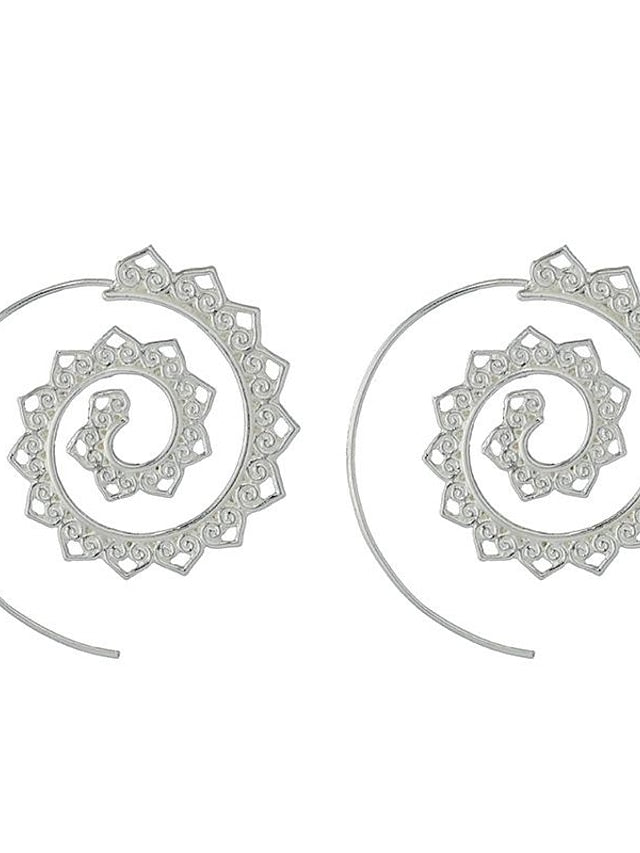 european and american new oval spiral earrings exaggerated swirl gear shape heart shape retro ear jewelry wholesale for Women