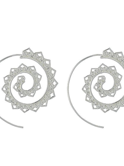 european and american new oval spiral earrings exaggerated swirl gear shape heart shape retro ear jewelry wholesale for Women