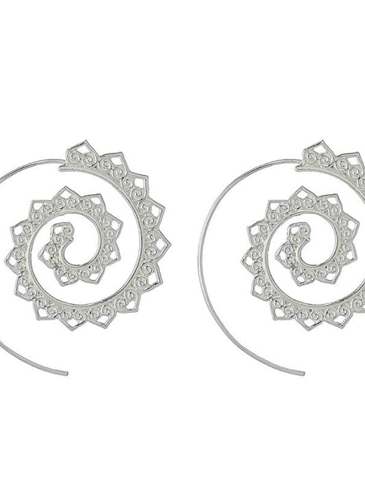 european and american new oval spiral earrings exaggerated swirl gear shape heart shape retro ear jewelry wholesale for Women