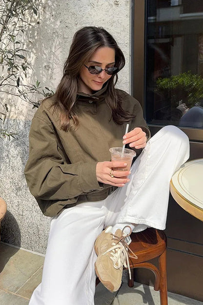 Buckle Belted Bomber Jacket