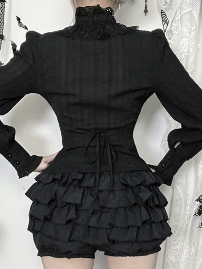 Edgy Dark Slim Long Sleeve Blouse