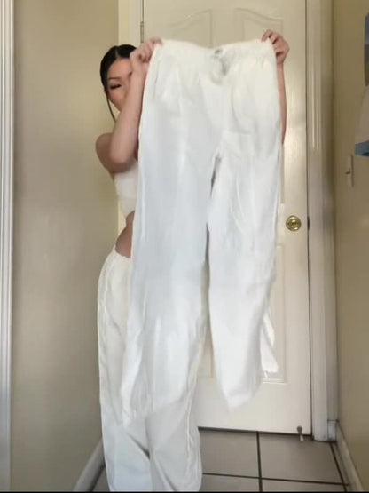 Retro Elastic Waist Straight Leg Pants
