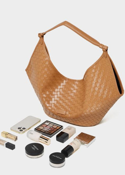 Woven Leather Shoulder Hobo Bag – Soft Cowhide Handbag for Women